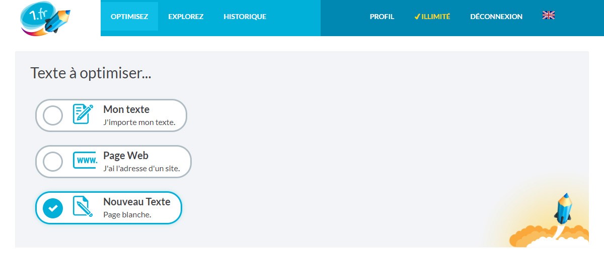 Optimiser un nouveau texte avec 1.fr