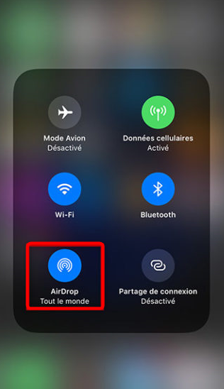 Activation d’AirDrop sur iPhone