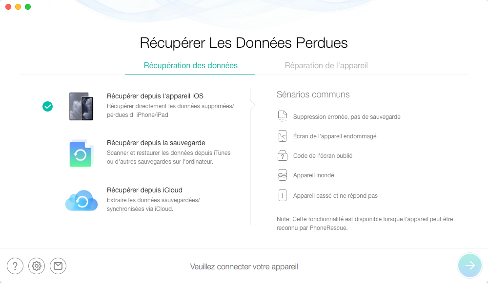 Récupérer depuis l’appareil iOS