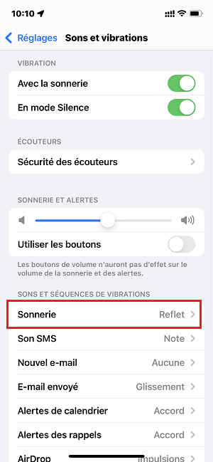 Changer la sonnerie par défaut sur iPhone