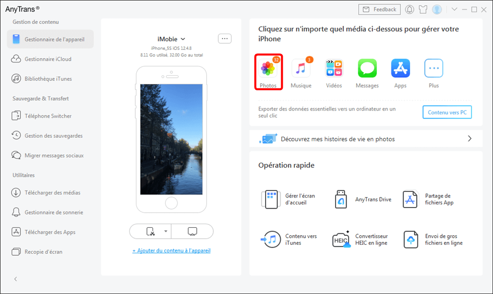 Visualiser vos photos iPhone avec AnyTrans sur PC ou Mac