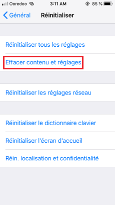 Réinitialiser iPhone