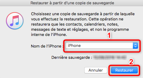 Récupération de la sauvegarde iTunes