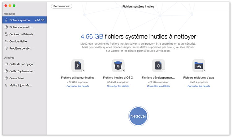 MacClean - application nettoyage Mac