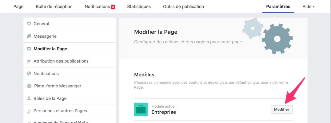 fonctionnalités des pages Facebook