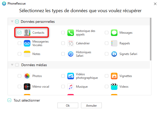 Les types de données à récupérer sur iPhone 