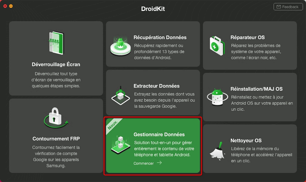 Sélectionnez Gestionnaire Données