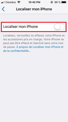 Désactiver la localisation iPhone