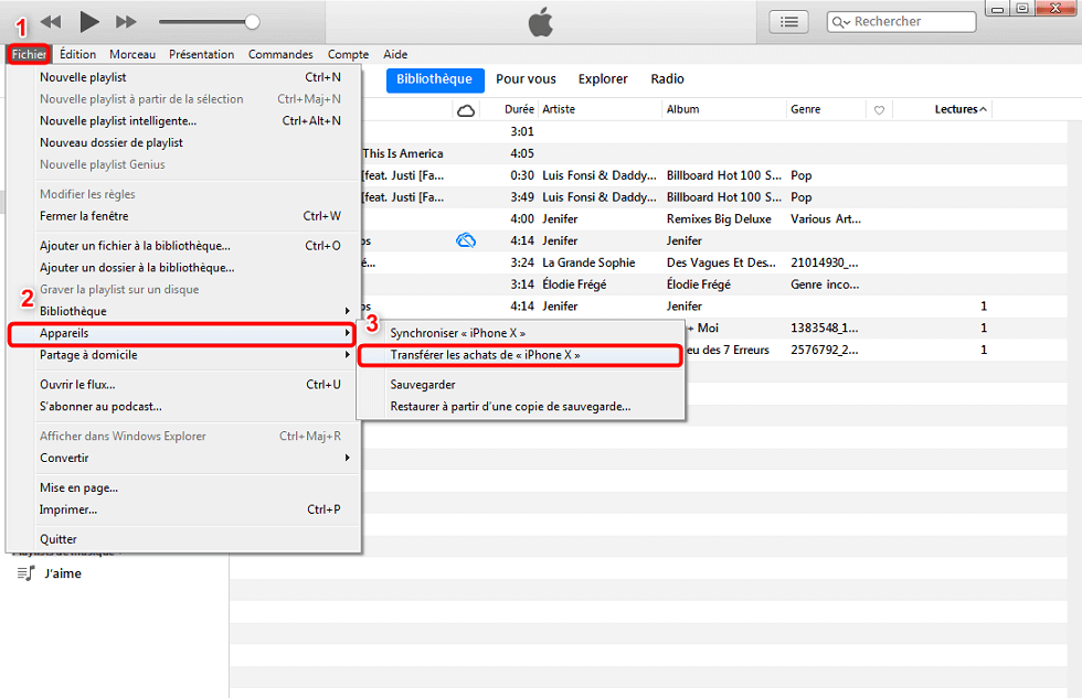 Transférez musique iPhone vers Mac