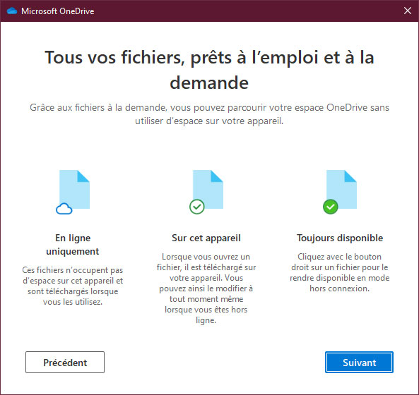 OneDrive prêt à l'emploi