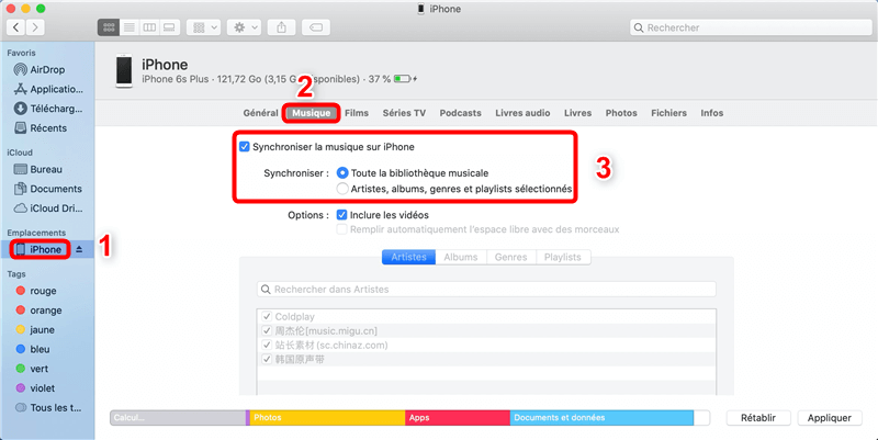 Synchroniser la musique sur iPhone