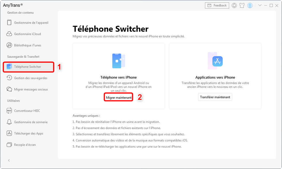 Téléphone Switcher