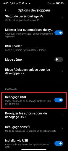 Débogage USB