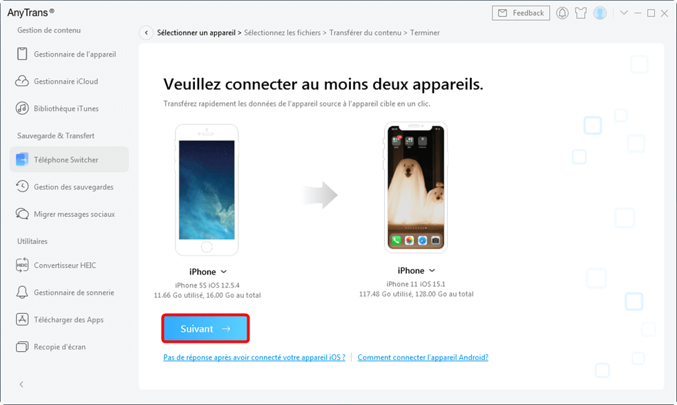 Transférer les données d'un iPhone vers un autre sans iCloud