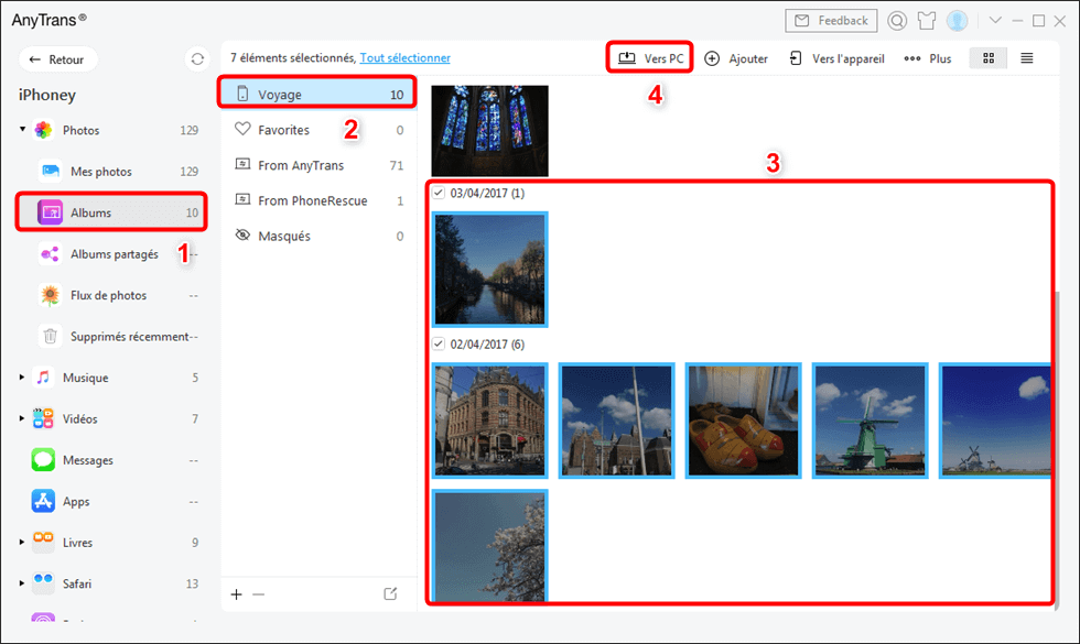 Transférer des albums photo iPhone vers PC/Mac via AnyTrans