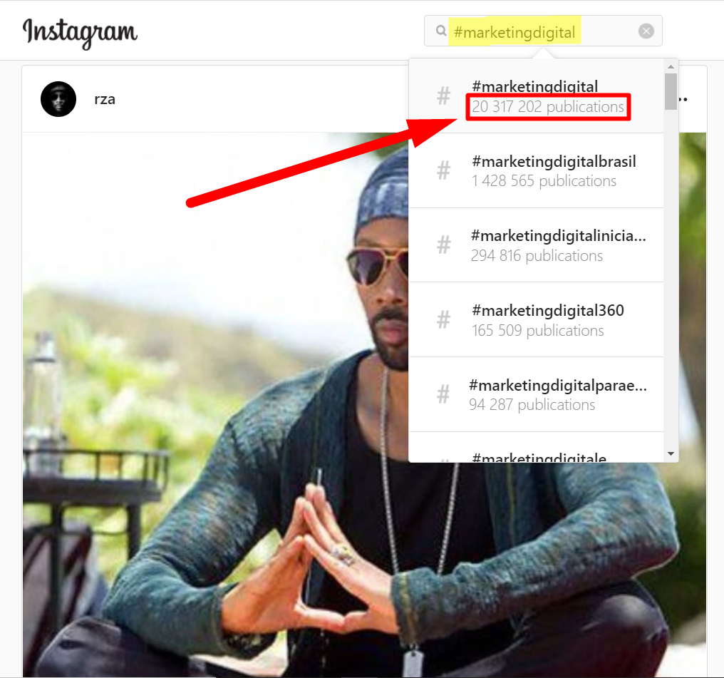Instagram vous indique la popularité d’un hashtag, dans sa barre de recherche