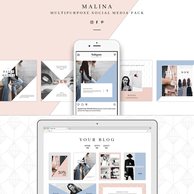 Malina - Ensemble de 20 modèles pour médias sociaux