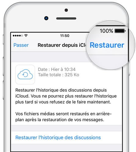 Restaurer depuis iCloud