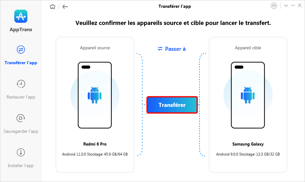 Transférer les applications Android vers Android avec AppTrans