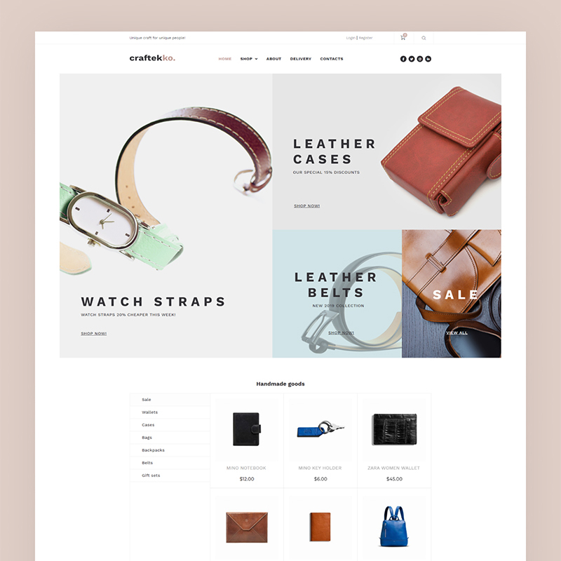 Craftekko - Handmade ECommerce Clean Elementor thème WooCommerce