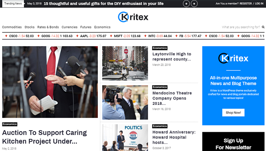 Kritex - Corporate News Blog Modern Elementor thème WordPress adaptatif