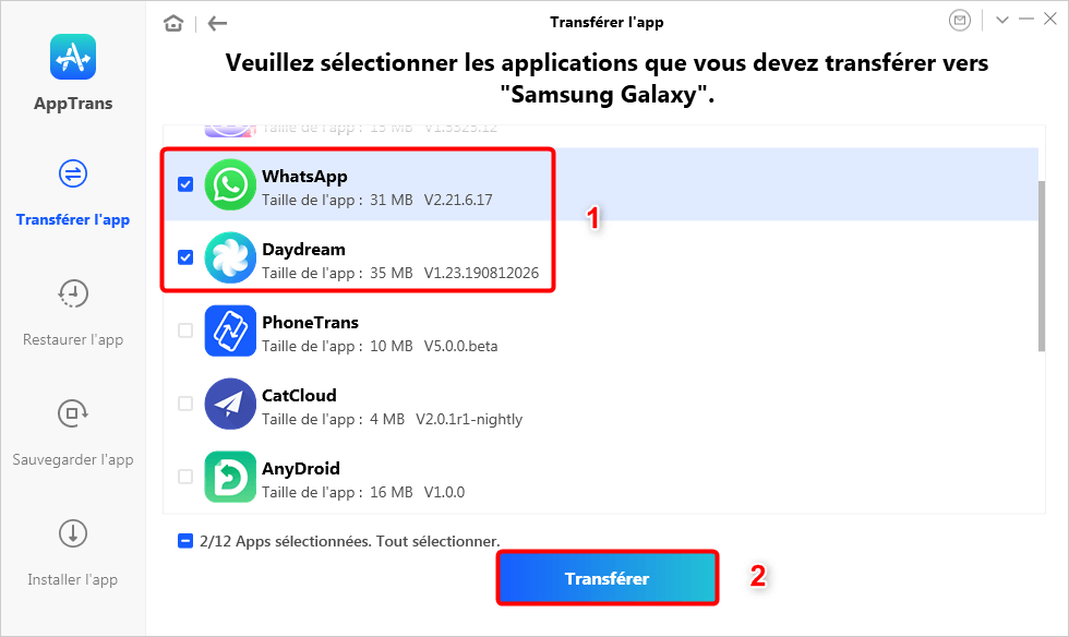 Transférer les applications Android vers Android avec AppTrans