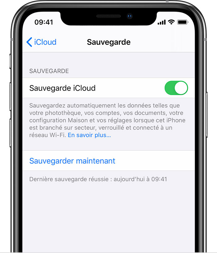 Activer sauvegarde iCloud