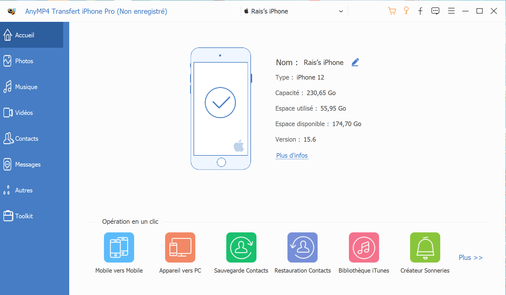 Transférer les données d’un iPhone vers un autre iPhone avec AnyMP4 Transfert iPhone Pro