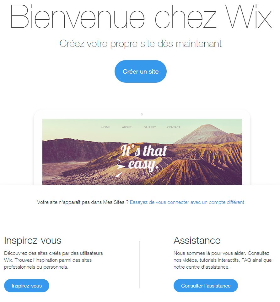 Bienvenue chez Wix