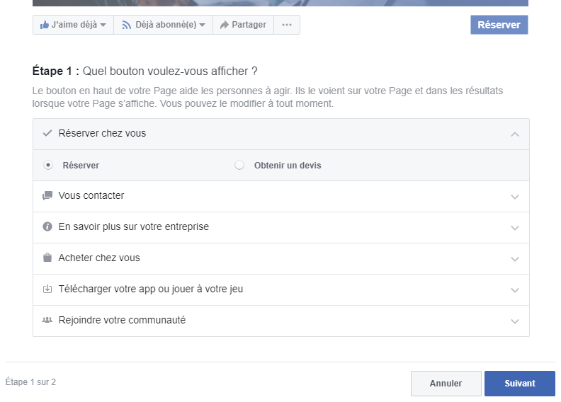 Call-to-action Facebook