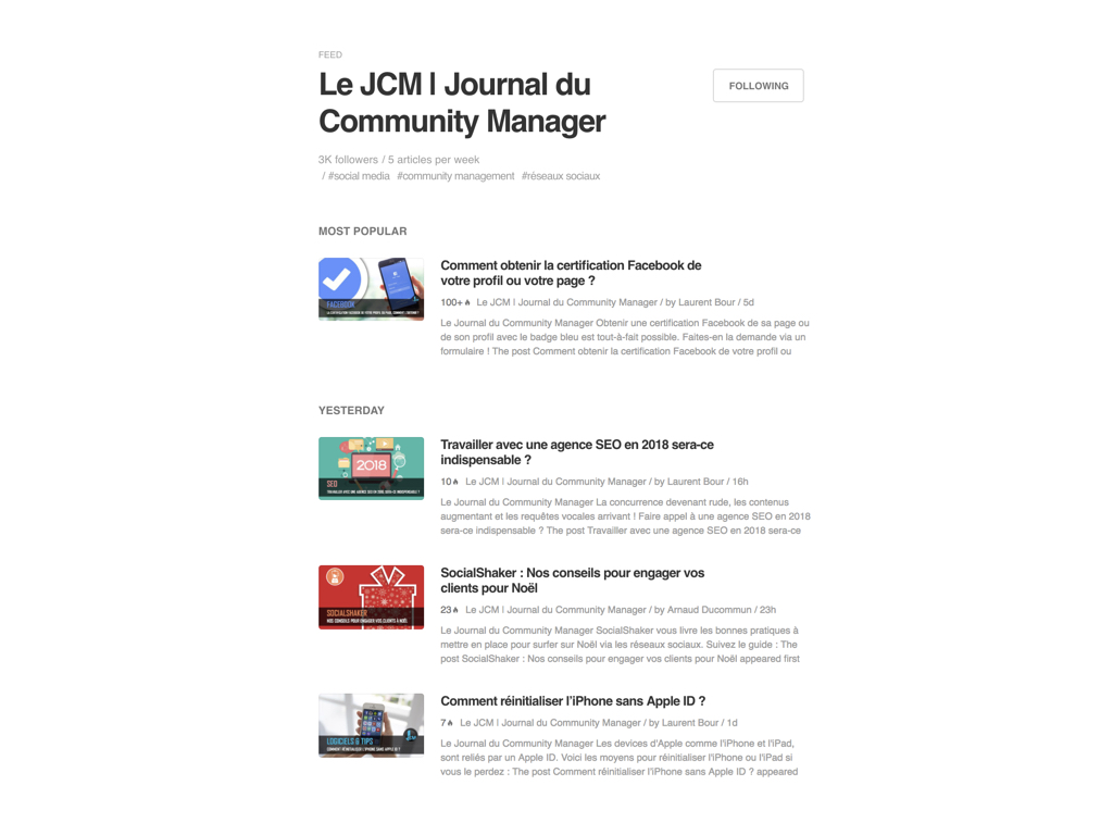 Flux RSS : Journal du CM