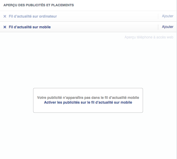 Aperçu des publicités Facebook