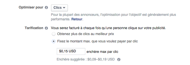L'option cout par clic (CPC) pour vos publicités Facebook