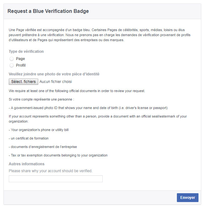 Certification Facebook badge bleu