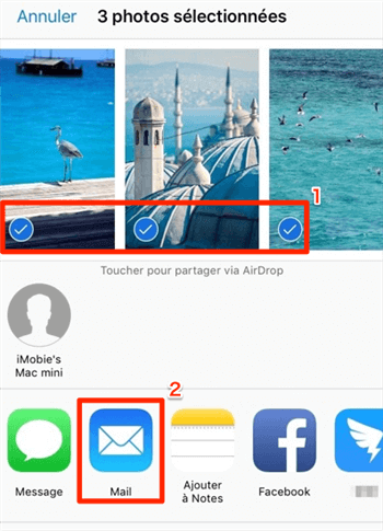 Envoyer photo iPhone vers PC avec email