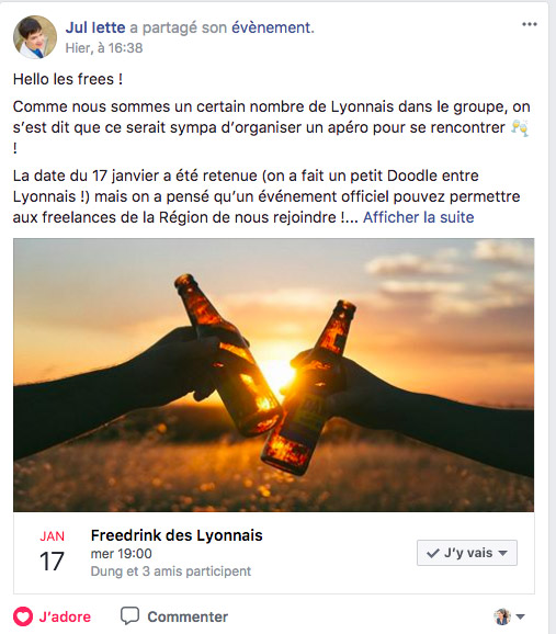 Gestion d'évent par la communauté Freedrink des Lyonnais