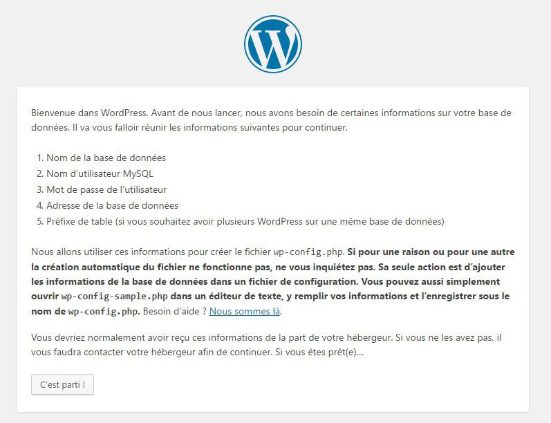 Installer WordPress : Démarrage