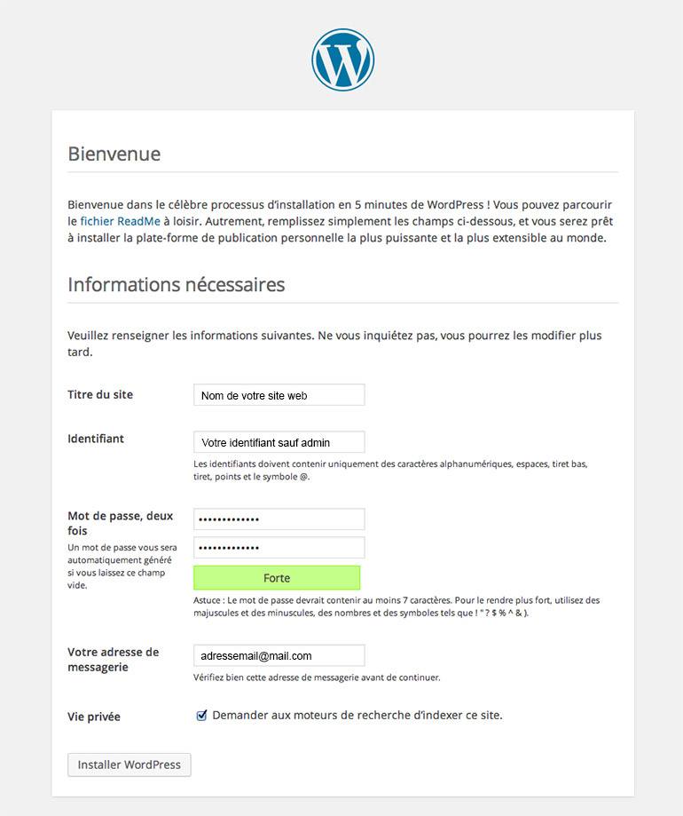 Installation WordPress