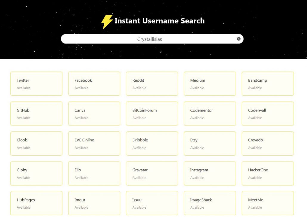 Instant Username Search