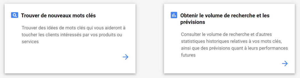 Volume de recherche de mots-clés Google Ads