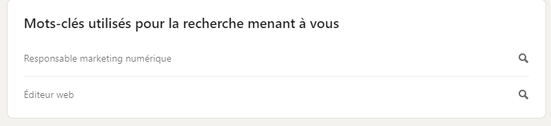 mot-clé recherché menant a votre profil LinkedIn