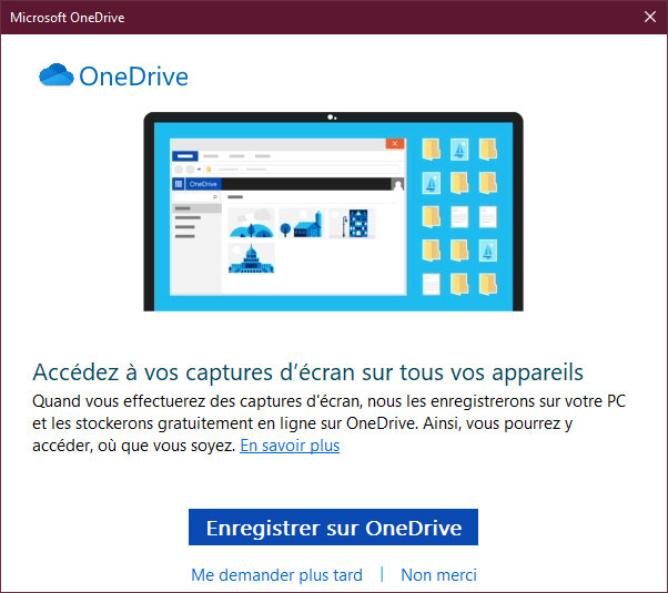 Sauvegardez vos captures écran sur OneDrive