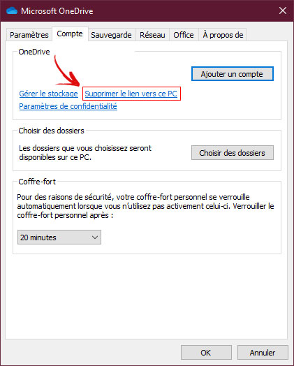 Supprimer le dossier OneDrive