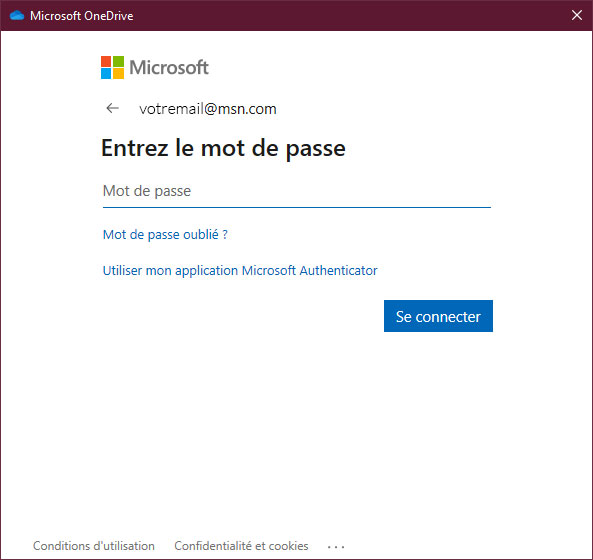 Mot de passe OneDrive