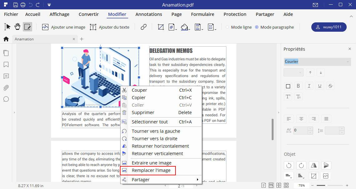 PDFElement Remplacement et extraction images