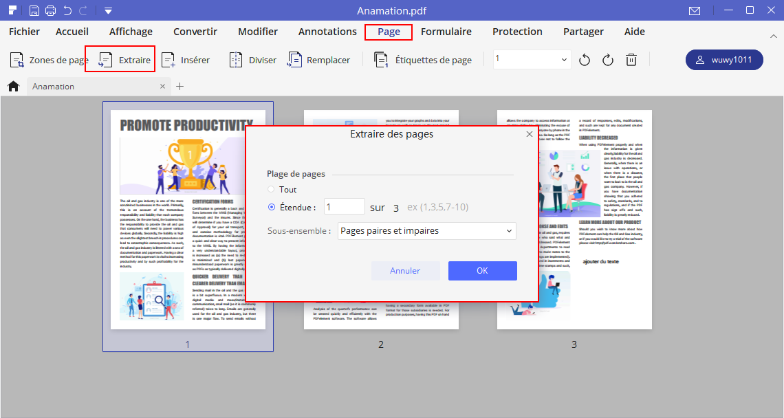 PDFElement Extraction de pages