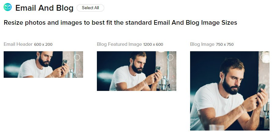 La taille des images sur Email et Blog
