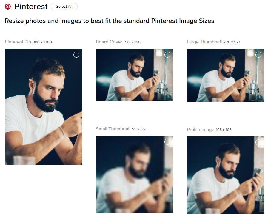 La taille des images sur Pinterest