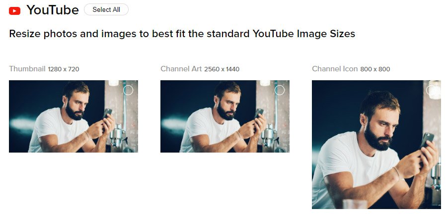 La taille des images sur YouTube