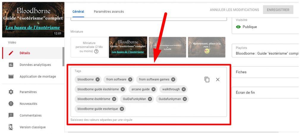 Les tags sur YouTube